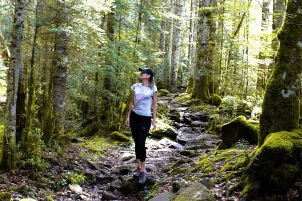 a woman taking a nature walk